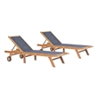 vidaXL Teak wood Foldable Sun Lounger in Brown