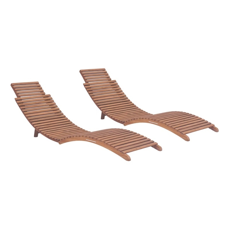 vidaXL Teak wood Sun Lounger (Set of 2)