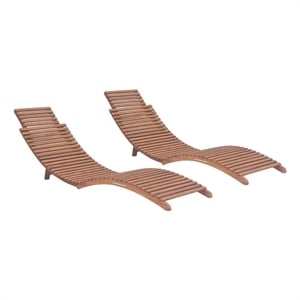 vidaXL Teak wood Sun Lounger (Set of 2)