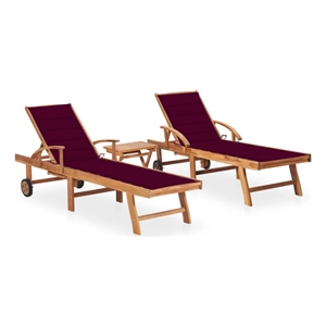 vidaXL Sun Lounger in Red (Set of 2)