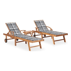 vidaXL Teak Wood Sun Lounger in Brown (Set of 2)