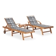 vidaXL Teak Wood Sun Lounger in Brown (Set of 2)