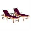 vidaXL Sun Lounger in Wine Red Cushion (Set of 2)