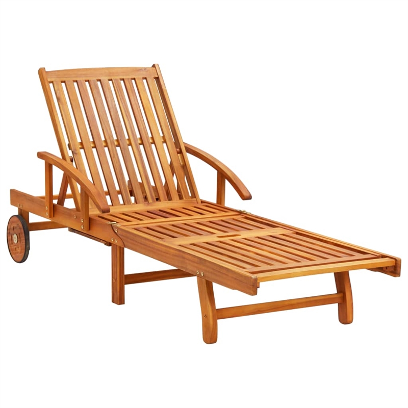 vidaXL Solid Acacia Wood Sun Lounger in Brown