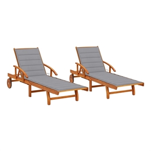 vidaXL Large Height-Adjustable Solid Acacia Wood Sun Lounger in Brown