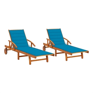 vidaXL Sun Lounger in Blue Cushion