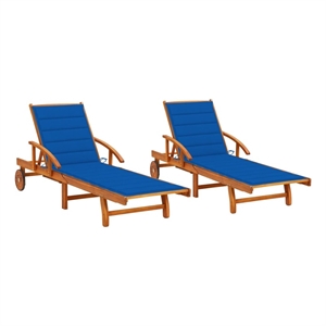 vidaXL Sun Lounger in Blue Cushions
