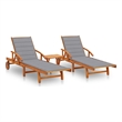 vidaXL Foldable Solid Acacia Wood Sun Lounger in Brown