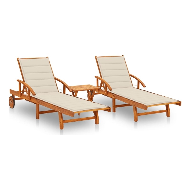 vidaXL Foldable Solid Acacia Wood Sun Lounger in Brown