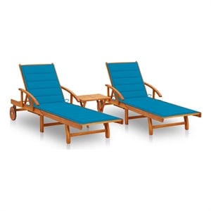 vidaXL Sun Lounger in Blue Cushions
