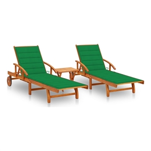 vidaXL Sun Lounger in Green Cushions