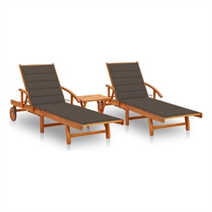 vidaXL Solid Acacia Wood Sun Lounger in Taupe