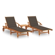 vidaXL Solid Acacia Wood Sun Lounger in Taupe
