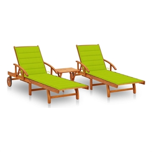 vidaXL Sun Lounger in Green Cushions