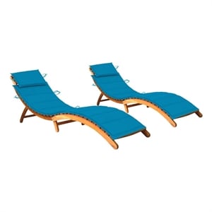 vidaXL Solid Acacia Wood Patio Sun Lounger in Blue