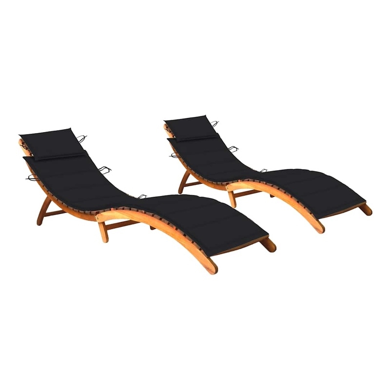 vidaXL Solid Acacia Wood Sun Lounger in Black