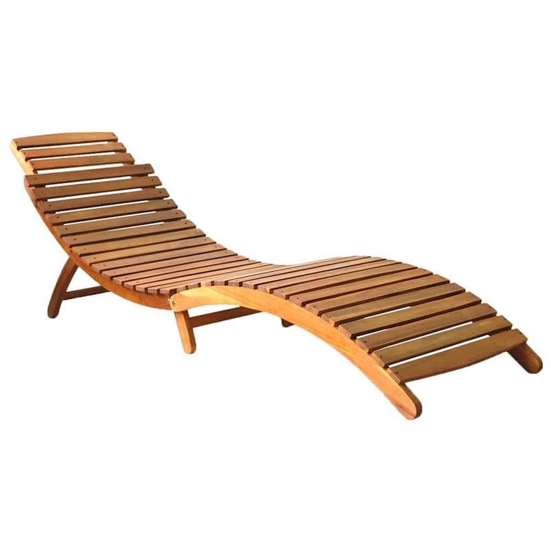 vidaXL Solid Acacia Wood Sun Lounger in Taupe