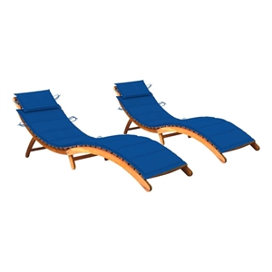 vidaXL Solid Acacia Wood Sun Lounger in Royal Blue