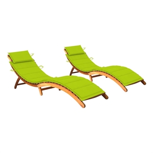 vidaXL Solid Acacia Wood Sun Lounger in Green