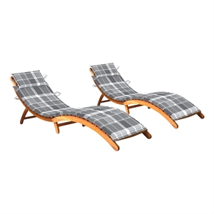 vidaXL Solid Acacia Wood Sun Lounger in Gray