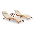 vidaXL Solid Acacia Wood Sun Lounger in Cream