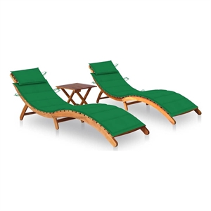 vidaXL Solid Acacia Wood Patio Sun Lounger in Green