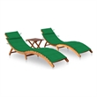vidaXL Solid Acacia Wood Patio Sun Lounger in Green