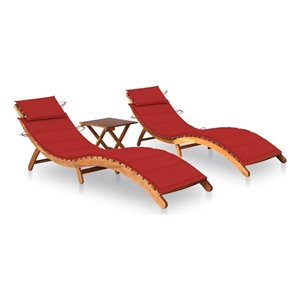vidaXL Sun Lounger in Red Cushion