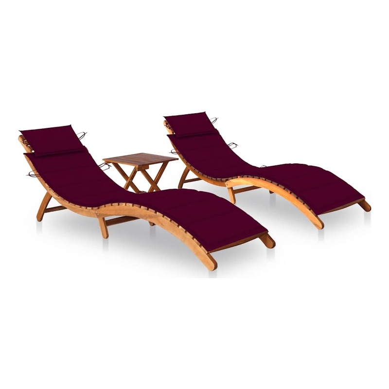 vidaXL Solid Acacia Wood Sun Lounger in Natural
