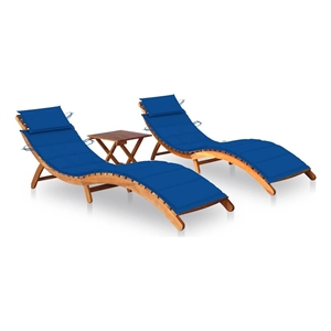 vidaXL Solid Acacia Wood Sun Lounger in Royal Blue