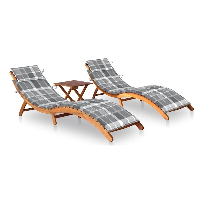 vidaXL Solid Acacia Wood Sun Lounger in Brown