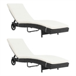 vidaXL PE Rattan Sun Lounger with Wheels in Black (Set of 2)