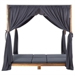vidaXL Double Foldable Solid Acacia Wood Sun Lounger in Dark Gray