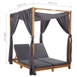 vidaXL Double Foldable Solid Acacia Wood Sun Lounger in Dark Gray