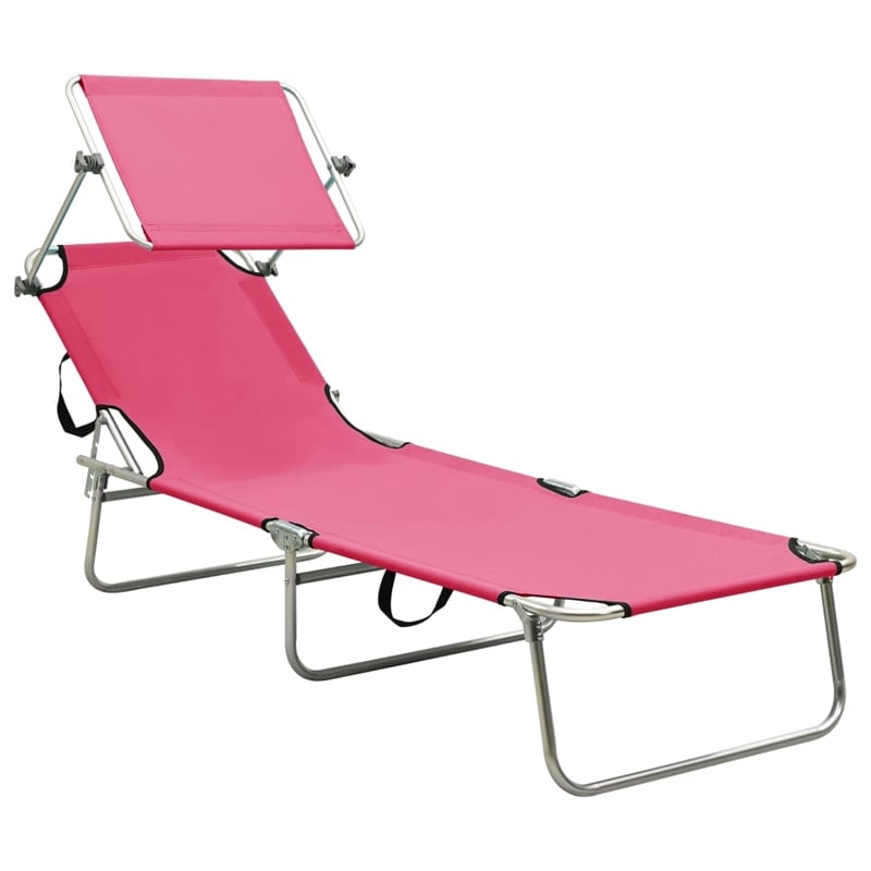 vidaXL Foldable Sun Lounger in Pink