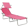 vidaXL Foldable Sun Lounger in Pink