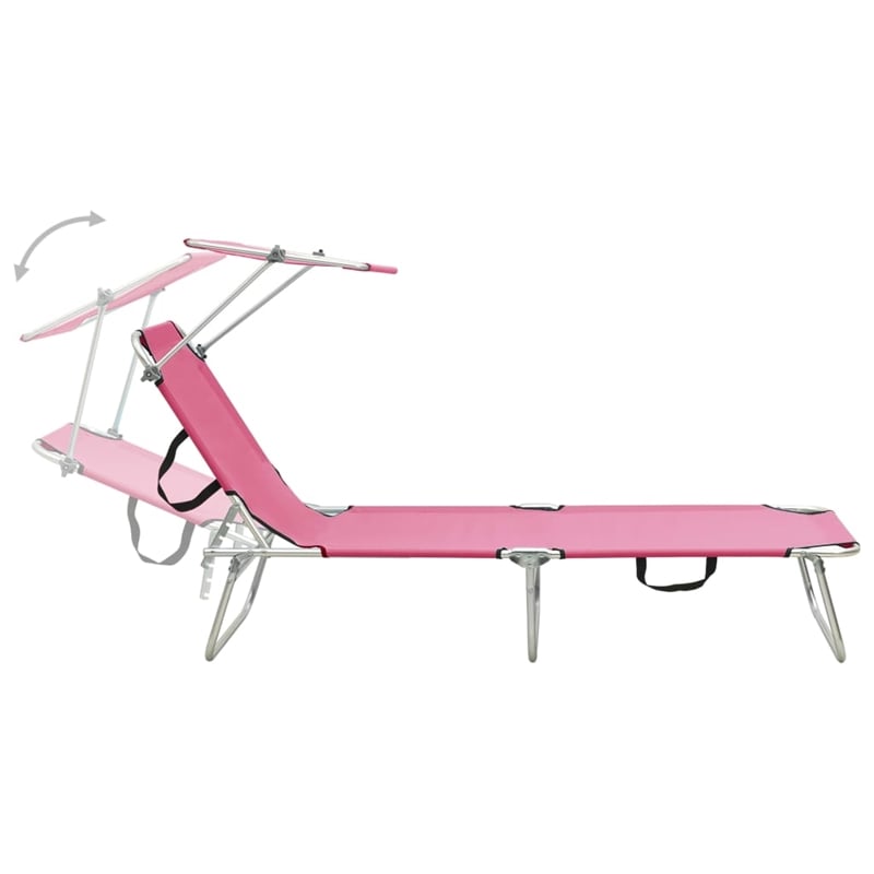 vidaXL Foldable Sun Lounger in Pink