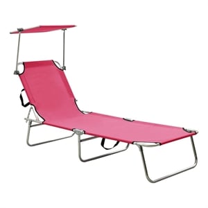 vidaXL Foldable Sun Lounger in Pink