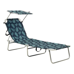 vidaXL Powder-Coated Steel Sun Lounger in Green