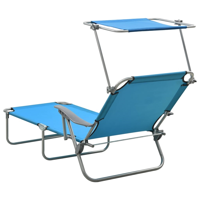 vidaXL Powder-Coated Steel  Sun Lounger in Blue