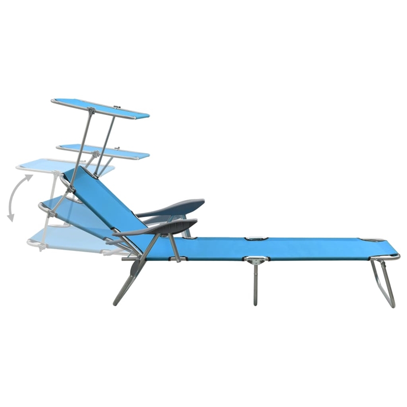 vidaXL Powder-Coated Steel  Sun Lounger in Blue