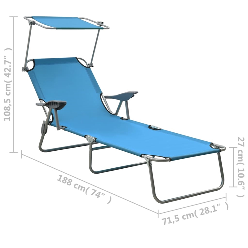 vidaXL Powder-Coated Steel  Sun Lounger in Blue