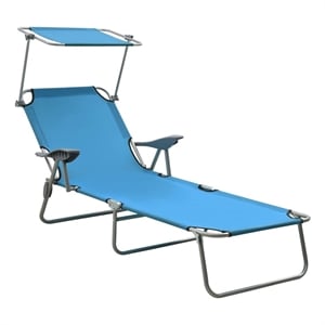 vidaXL Powder-Coated Steel  Sun Lounger in Blue
