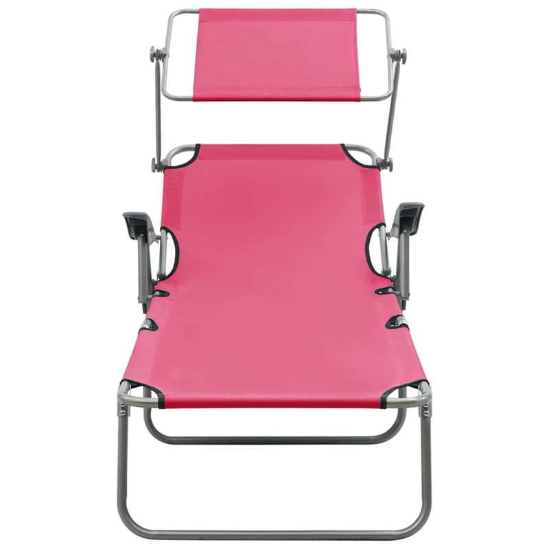vidaXL Powder-Coated Steel  Sun Lounger in Pink