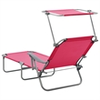 vidaXL Powder-Coated Steel  Sun Lounger in Pink