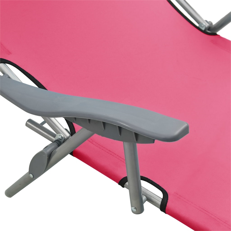 vidaXL Powder-Coated Steel  Sun Lounger in Pink