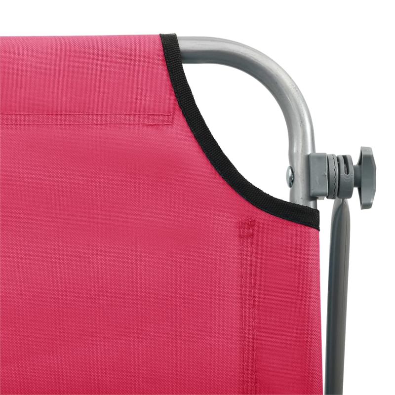 vidaXL Powder-Coated Steel  Sun Lounger in Pink