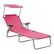vidaXL Powder-Coated Steel  Sun Lounger in Pink
