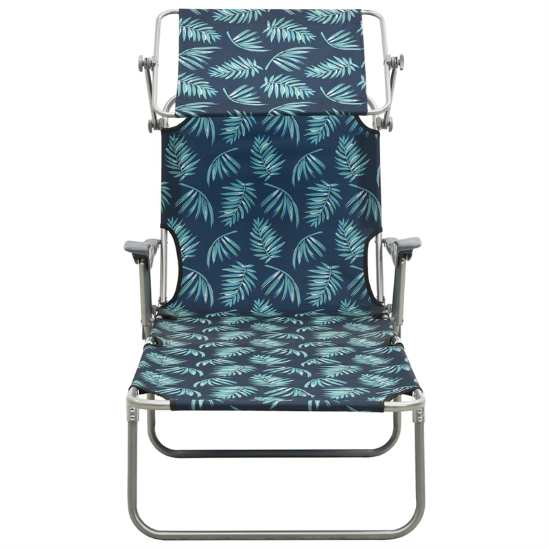 vidaXL Foldable Powder-Coated Steel  Sun Lounger in Green