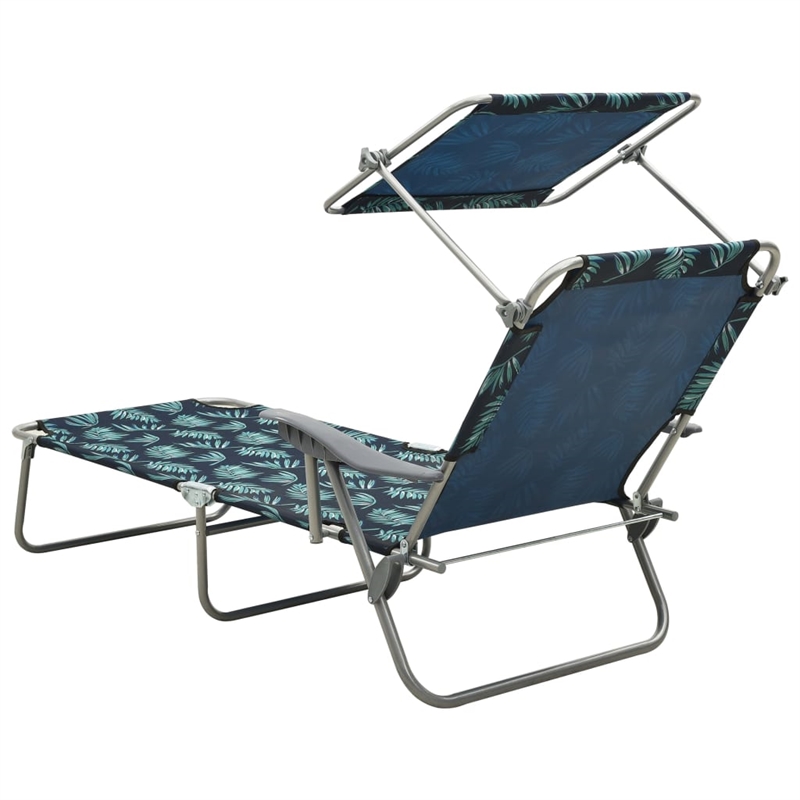 vidaXL Foldable Powder-Coated Steel  Sun Lounger in Green